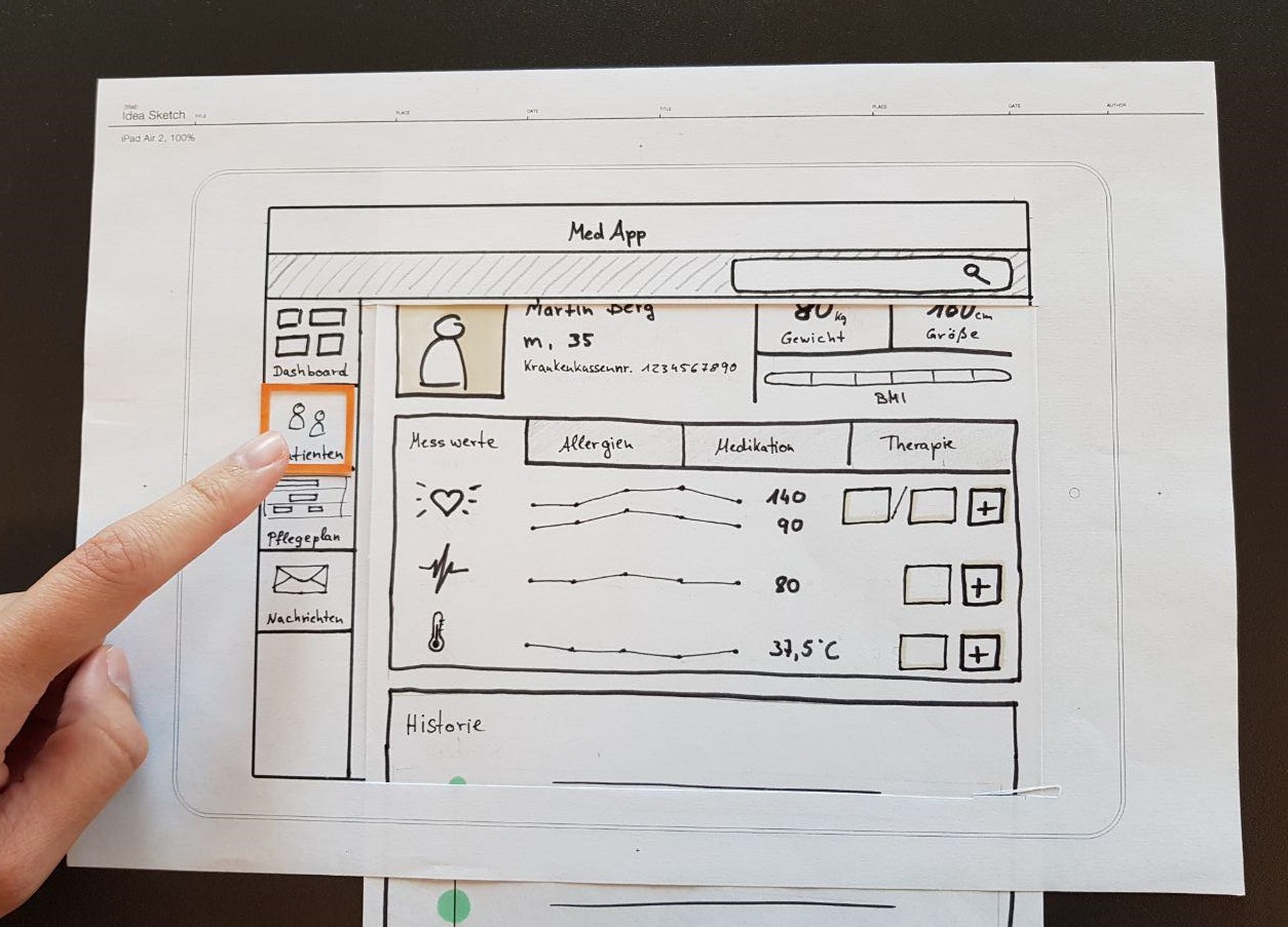 A hand-sketched paper prototype