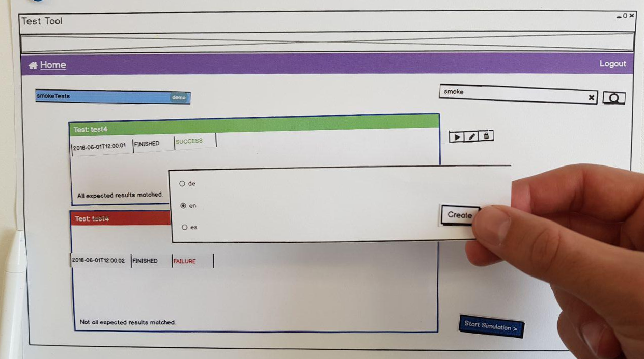 A paper prototype created using Balsamiq